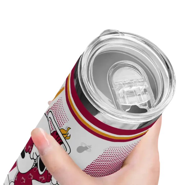 personalized miami heat snoopy dog red white skinny tumbler high quality.webp