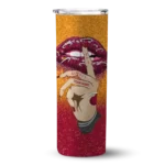 personalized miami heat sparkle lips red skinny tumbler best selling 1.webp