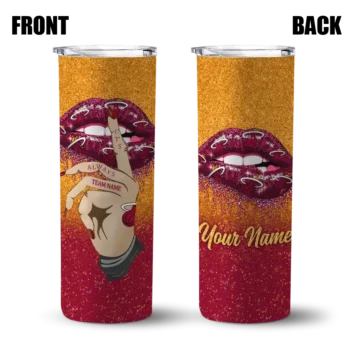 personalized miami heat sparkle lips red skinny tumbler fashion forward.webp