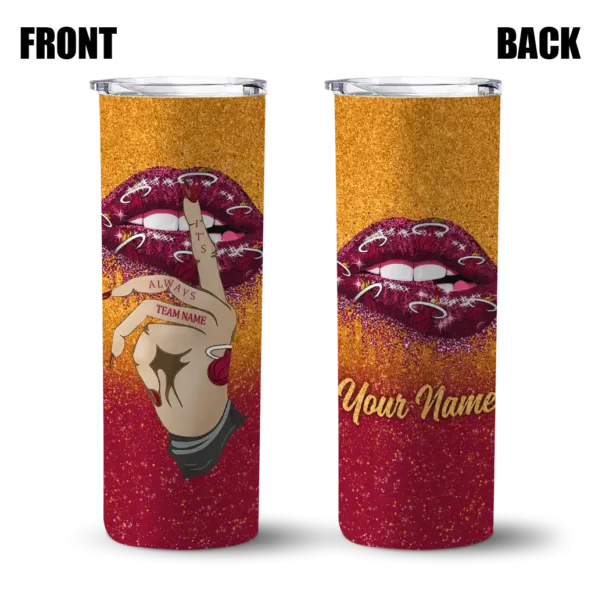 personalized miami heat sparkle lips red skinny tumbler fashion forward.webp