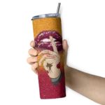 personalized miami heat sparkle lips red skinny tumbler best selling 1.webp
