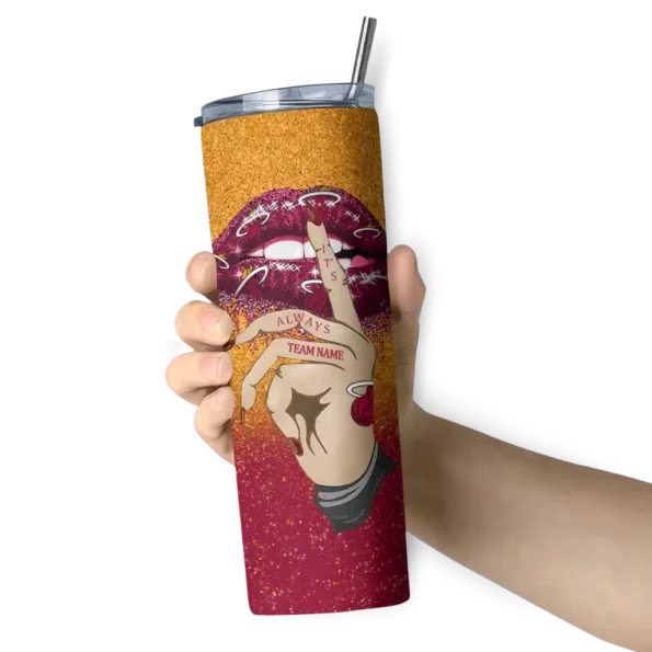 personalized miami heat sparkle lips red skinny tumbler premium grade.webp
