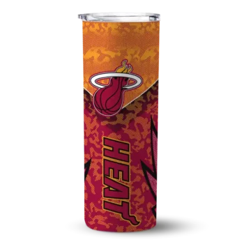 personalized miami heat spiral burst print red skinny tumbler best selling 1.webp
