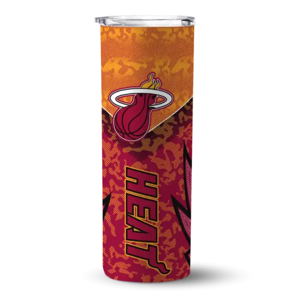 personalized miami heat spiral burst print red skinny tumbler best selling 1.webp