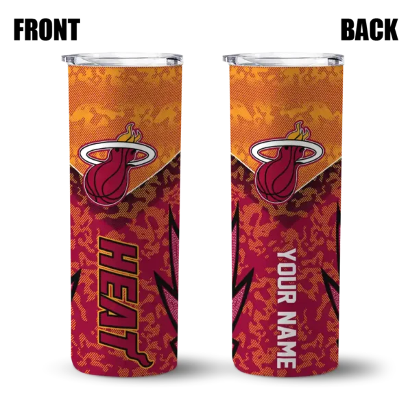 personalized miami heat spiral burst print red skinny tumbler fashion forward.webp