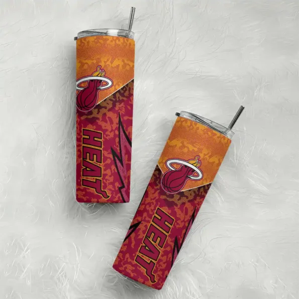 personalized miami heat spiral burst print red skinny tumbler top rated.webp
