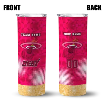 personalized miami heat starburst tiles red skinny tumbler fashion forward.webp
