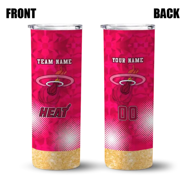 personalized miami heat starburst tiles red skinny tumbler fashion forward.webp