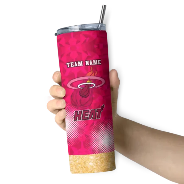 personalized miami heat starburst tiles red skinny tumbler premium grade.webp
