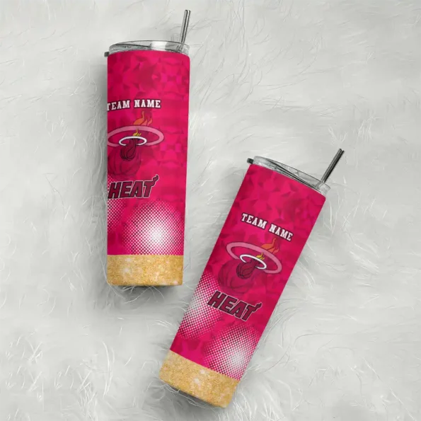 personalized miami heat starburst tiles red skinny tumbler top rated.webp