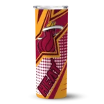 personalized miami heat web stripes red white skinny tumbler best selling 1.webp