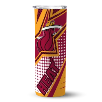 personalized miami heat web stripes red white skinny tumbler best selling 1.webp