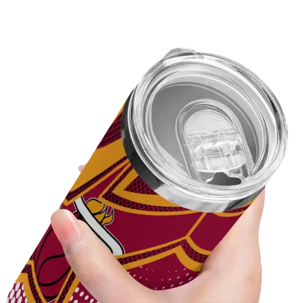 personalized miami heat web stripes red white skinny tumbler high quality.webp