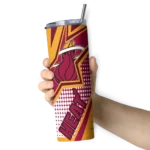 personalized miami heat web stripes red white skinny tumbler best selling 1.webp