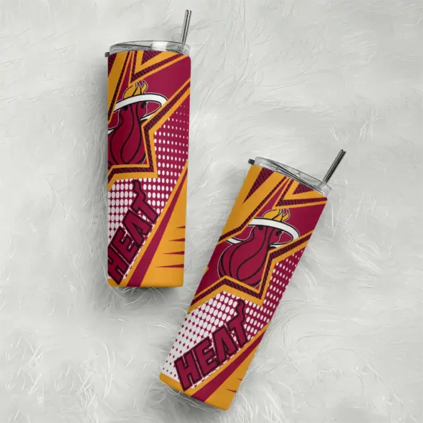 personalized miami heat web stripes red white skinny tumbler top rated.webp