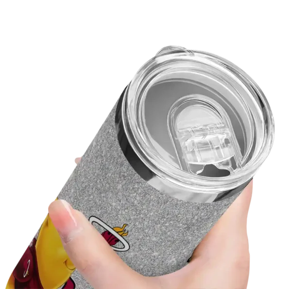 personalized miami heat winnie the pooh red gray skinny tumbler high quality.webp