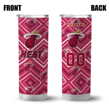 personalized miami heat zipper leopard red skinny tumbler fashion forward.webp