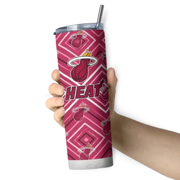 personalized miami heat zipper leopard red skinny tumbler premium grade.webp