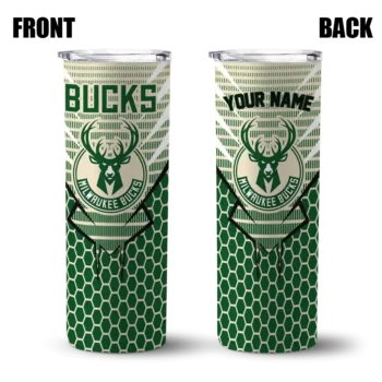 personalized milwaukee bucks chevron stripes green skinny tumbler fashion forward.webp