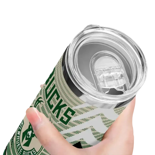 personalized milwaukee bucks chevron stripes green skinny tumbler high quality.webp
