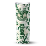 personalized milwaukee bucks claw marks green white skinny tumbler best selling 1.webp
