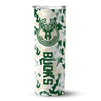 personalized milwaukee bucks claw marks green white skinny tumbler best selling 1.webp