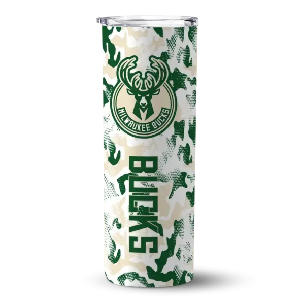 personalized milwaukee bucks claw marks green white skinny tumbler best selling 1.webp