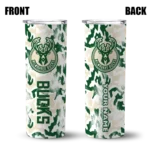 personalized milwaukee bucks claw marks green white skinny tumbler best selling 1.webp
