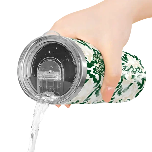 personalized milwaukee bucks claw marks green white skinny tumbler latest model.webp