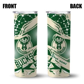 personalized milwaukee bucks helmet clash green skinny tumbler fashion forward.webp