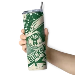 personalized milwaukee bucks helmet clash green skinny tumbler best selling 1.webp