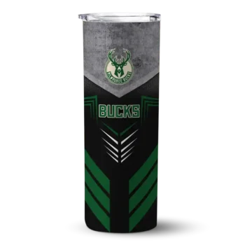 personalized milwaukee bucks hexagon honeycomb green black skinny tumbler best selling 1.webp