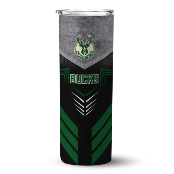 personalized milwaukee bucks hexagon honeycomb green black skinny tumbler best selling 1.webp