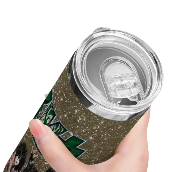personalized milwaukee bucks kiss band cream skinny tumbler high quality.webp