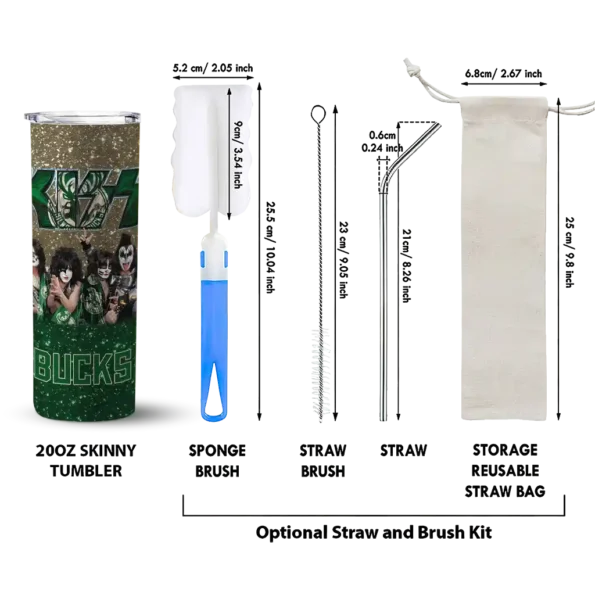 personalized milwaukee bucks kiss band cream skinny tumbler new arrival.webp