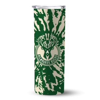 personalized milwaukee bucks metallic grid green skinny tumbler best selling 1.webp