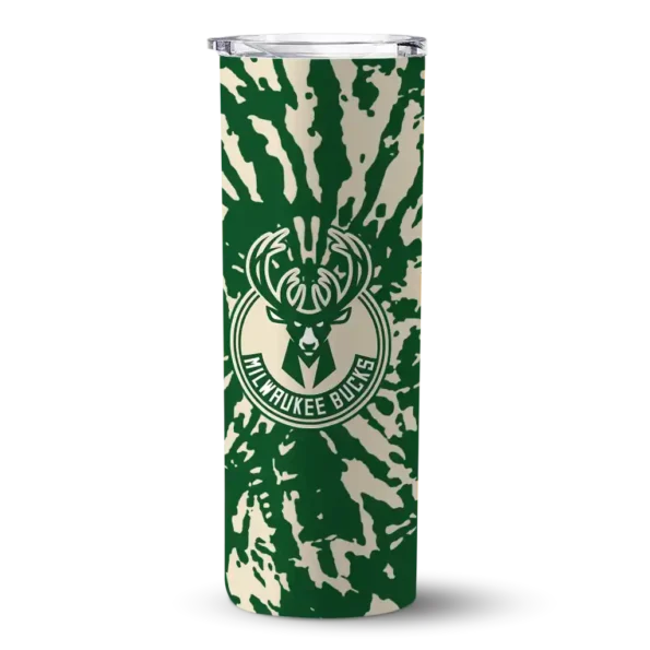 personalized milwaukee bucks metallic grid green skinny tumbler best selling 1.webp