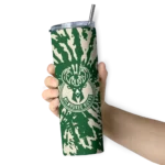 personalized milwaukee bucks metallic grid green skinny tumbler best selling 1.webp