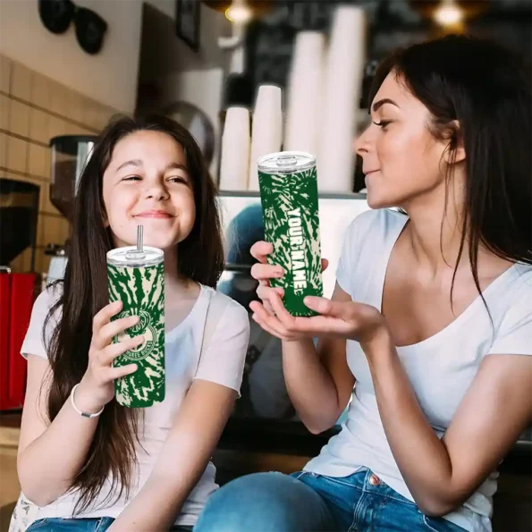 personalized milwaukee bucks metallic grid green skinny tumbler trendy.webp