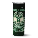personalized milwaukee bucks rose romance green black skinny tumbler best selling 1.webp