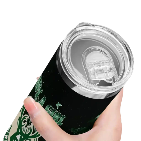 personalized milwaukee bucks rose romance green black skinny tumbler high quality.webp