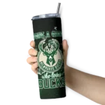 personalized milwaukee bucks rose romance green black skinny tumbler best selling 1.webp