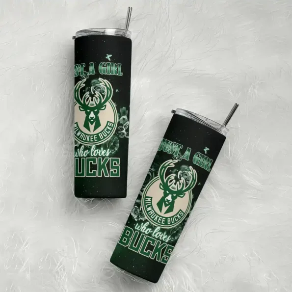 personalized milwaukee bucks rose romance green black skinny tumbler top rated.webp