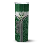 personalized milwaukee bucks sparkle drip green skinny tumbler best selling 1.webp