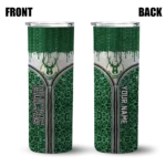 personalized milwaukee bucks sparkle drip green skinny tumbler best selling 1.webp