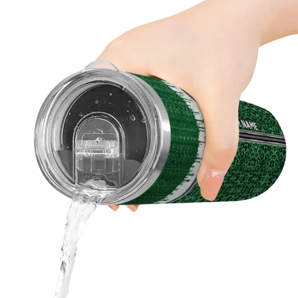 personalized milwaukee bucks sparkle drip green skinny tumbler latest model.webp