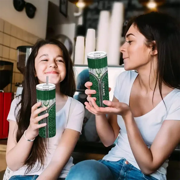 personalized milwaukee bucks sparkle drip green skinny tumbler trendy.webp