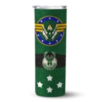 personalized milwaukee bucks star cluster green skinny tumbler best selling 1.webp