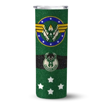 personalized milwaukee bucks star cluster green skinny tumbler best selling 1.webp