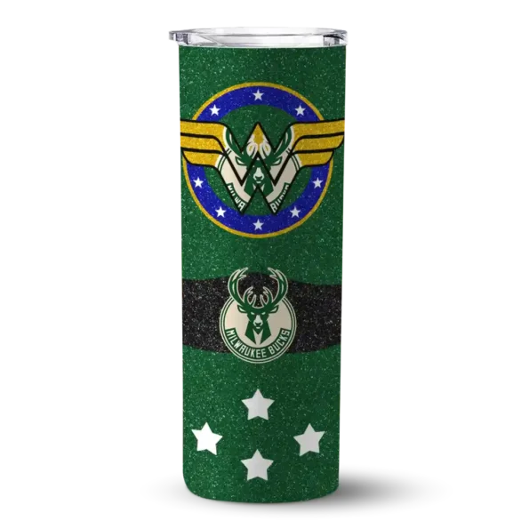 personalized milwaukee bucks star cluster green skinny tumbler best selling 1.webp